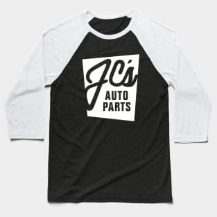 JC Auto Parts - (Double-Sided Alt Design White on Solid Color) Baseball T-Shirt